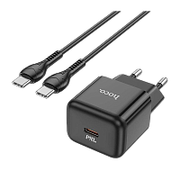 Сетевое З/У HOCO N32 Type-C 30W PD3.0 с кабелем Type-C-Type-C 60W черный (1/13/130)