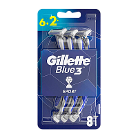 Бритва одноразовая Gillette "BLUE3 COMFORT SPORT" 3 лезвия 6+2шт. 