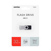Флеш-накопитель Smartbuy TRIO 32GB USB3.0 Type-C (m)/microUSB (m) пластик черный 
