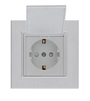 Розетка Makel KAREA LINE STAR 1гн. 16A С/З с крышкой жемчужный 86100029