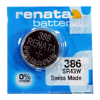 Батарейка Renata 386 (SR43W) Silver Oxide 1.55V (1/10/100)
