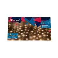 Гирлянда Космос "Дождь" 240LED 3х2м 8 режимов прозрачный провод белый теплый (1/36) 