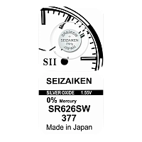 Батарейка SEIZAIKEN 377 (SR626SW) Silver Oxide 1.55V (1/10/100/1000) 