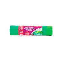 Мешки для мусора Paterra Premium 35л 23мкм ПВД 15шт. с завязками зеленый (1/30)