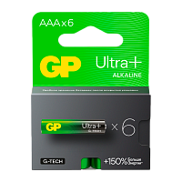 Батарейка GP ULTRA PLUS G-tech LR03 AAA BL6 Alkaline 1.5V (6/96/768)