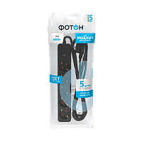Удлинитель Фотон 16-55ЕS 5р.С/З 16A 5.0м с выкл. ПВС 3x1мм² черный (1/20)