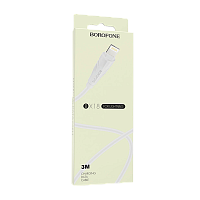 Кабель Borofone BX18 USB (m)-Lightning (m) 3м 1.6A ПВХ белый (1/360)