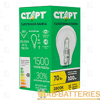 Лампа галогенная Старт E27 70W 2800К 220-230V груша прозрачная
