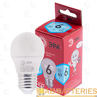 Лампа светодиодная ЭРА P45 E27 6W 4000К 220-240V шар RED LINE ECO (1/10/100)