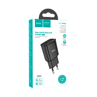 Сетевое З/У HOCO C88A 2USB 2.4A черный (1/12/120) 