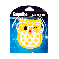 Ночник Camelion NL-237 "Сова" 220V в розетку желтый (1/24/72)