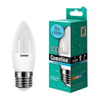 Лампа светодиодная Camelion C35 E27 12W 4500К 170-265V свеча матовая (1/10/100)