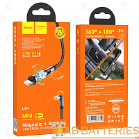 Кабель HOCO U94 USB (m)-Lightning (m) 1.2м 2.4A ткань 360° черный (1/22/220)