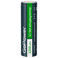 Аккумулятор Li-ion GoPower 14500 AA PC1 3.0A 3.7V 1250mAh б/з плос.конт. (1/100/200)