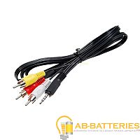 *Кабель AUX Atcom Jack 3.5mm (m)-3xRCA (m) 1.0м силикон черный (1/10/500) 