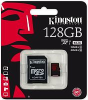 Карта памяти microSD Kingston 128GB Class10 UHS-I (U3) 90 МБ/сек с адаптером