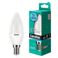 Лампа светодиодная Camelion C35 E14 9W 4000К 220V свеча матовая (1/10/100)
