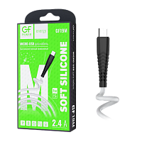 Кабель GFPower 19M USB (m)-microUSB (m) 1.0м 2.4A силикон белый (1/120/480)