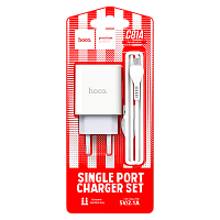 Сетевое З/У HOCO C81A 1USB 2.1A с кабелем microUSB белый (1/23/138)