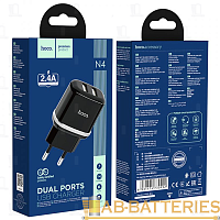 Сетевое З/У HOCO N4 2USB 2.4A черный (1/12/120) 
