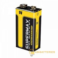 Батарейка Supermax Super Крона 6F22 Shrink 1 Heavy Duty 9V (1/10/400)  | Ab-Batteries | Элементы питания и аксессуары для сотовых оптом