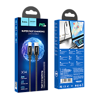 Кабель HOCO X14 Lightning (m)-Type-C (m) 2м 3.0A 20W нейлон черный (1/22/220)