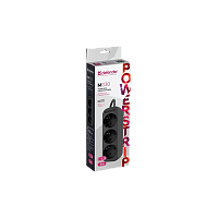Удлинитель Defender M330 3р.С/З 10A 3.0м черный (1/30)