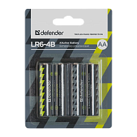 Батарейка Defender LR6 AA SH4 Alkaline 1.5V (4/24/720) 