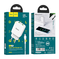 Сетевое З/У HOCO N6 2USB 3.0A QC3.0 с кабелем microUSB белый (1/12/120)