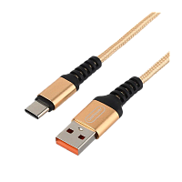 Кабель GoPower GP02T USB (m)-Type-C (m) 1м 2.4A нейлон золотой (1/200/800)