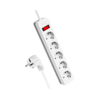 Сетевой фильтр Космос 5р.С/З 10A 5.0м ПВС 3x0.75мм² белый (1/20)