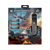 Наушники полноразмерные Defender G-160 Warhead с микр. игровые черный синий (1/20) 