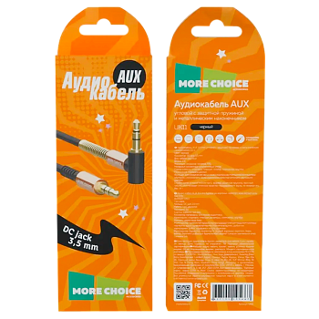 Кабель AUX MORE CHOICE UK11 Jack 3.5mm (m)-Jack 3.5mm (m) 1м угловой черный 