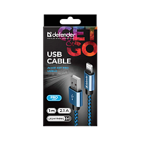 Кабель Defender ACH01-03T PRO USB2.0 (m)-Lightning (m) 1м 2.1A синий (1/100)