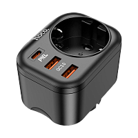 Разветвитель HOCO NS3 1р.С/З 16A 3USB черный (1/84)