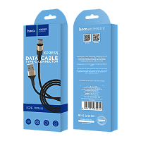 Кабель HOCO X26 USB (m)-Type-C (m) 1м 2.0A нейлон черный золотой (1/30/300)