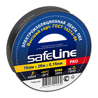Изолента Safeline ПВХ 15мм*20м черный (10/200)