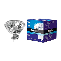Лампа галогенная Camelion MR16 GU5.3 50W 2800К 12V софит 50мм прозрачная (1/10/200)