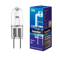 Лампа галогенная Camelion JC G4 10W 2800К 12V капсула прозрачная (1/100/1000)