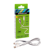 Кабель Ergolux ELX-CDC04-C01 Type-C (m)-Lightning (m) 1.2м 3.0A силикон белый в коробке (1/10/240)
