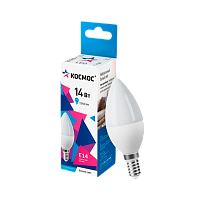 Лампа светодиодная Космос CN E14 14W 4500К 174-265V свеча матовая (1/10/80)