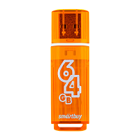 Флеш-накопитель Smartbuy Glossy 64GB USB2.0 пластик оранжевый