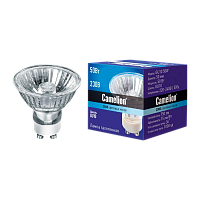 Лампа галогенная Camelion GU10 50W 2800К 220-240V софит 50мм прозрачная (1/10/200)