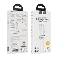 Кабель HOCO X51 Type-C (m)-Type-C (m) 1м 5.0A ПВХ белый (1/220)