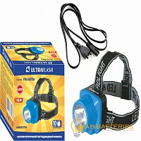 Фонарь налобный Ultraflash LED5374 0.4W 1LED от аккумулятора синий (1/10/120)