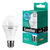Лампа светодиодная Camelion A65 E27 18W 4000К 220V груша матовая (1/10/100)