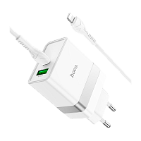 Сетевое З/У HOCO N21 1USB/Type-C 30W PD3.0 с кабелем Type-C-Type-C 60W белый (1/12/120)