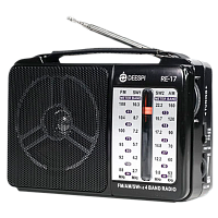 Радиоприемник DEESPI RE-17/607 пластик AM/FM/SW/AUX черный (1/40)