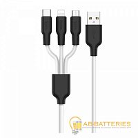 Кабель HOCO X21 USB (m)-Lightning/Type-C/microUSB (m) 1.2м 2.0A силикон белый (1/28/168)  | Ab-Batteries | Элементы питания и аксессуары для сотовых оптом