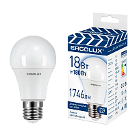 Лампа светодиодная Ergolux A60 E27 18W 6500К 172-265V груша ЛОН ПРОМО матовая (1/10/100)
